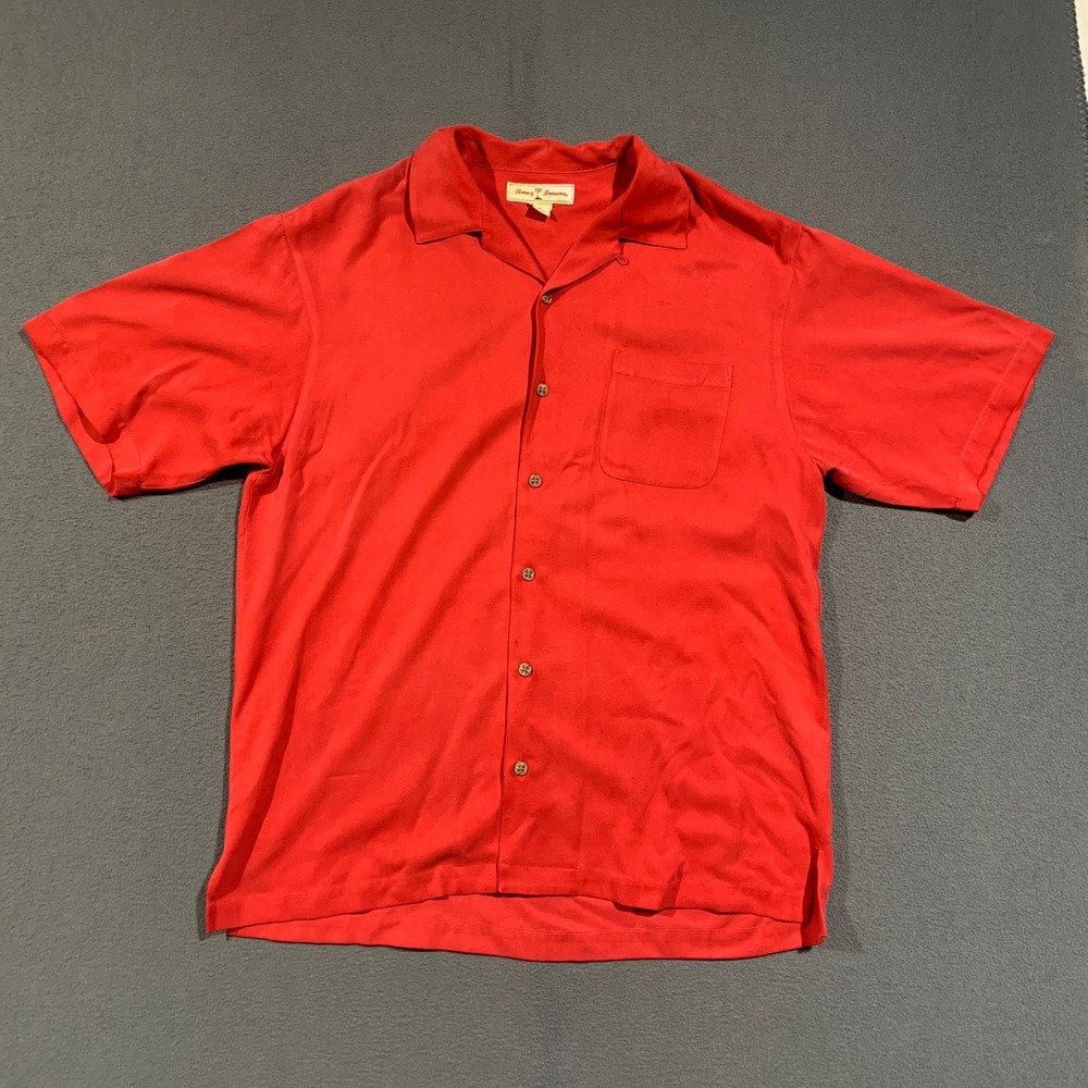 Tommy Bahama Silk Shirt Men's M Button Down Short Sleeve Tropical Vacation